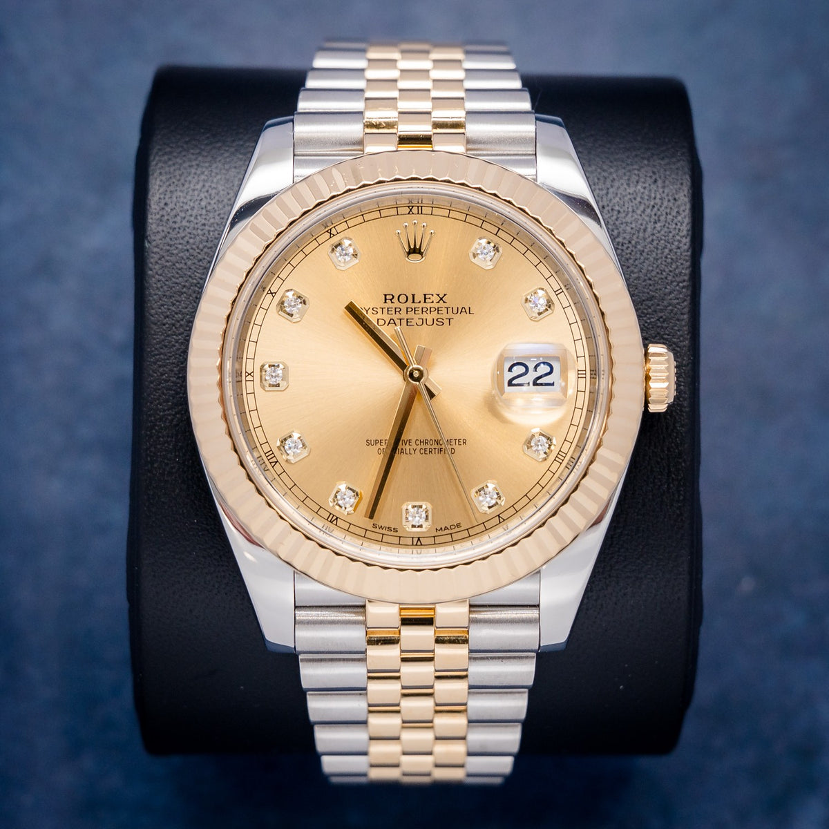 Rolex Datejust 126333 Steel & Yellow Gold Champagne Diamond Dial – front