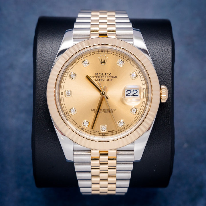 Rolex Datejust 126333 Steel & Yellow Gold Champagne Diamond Dial – front