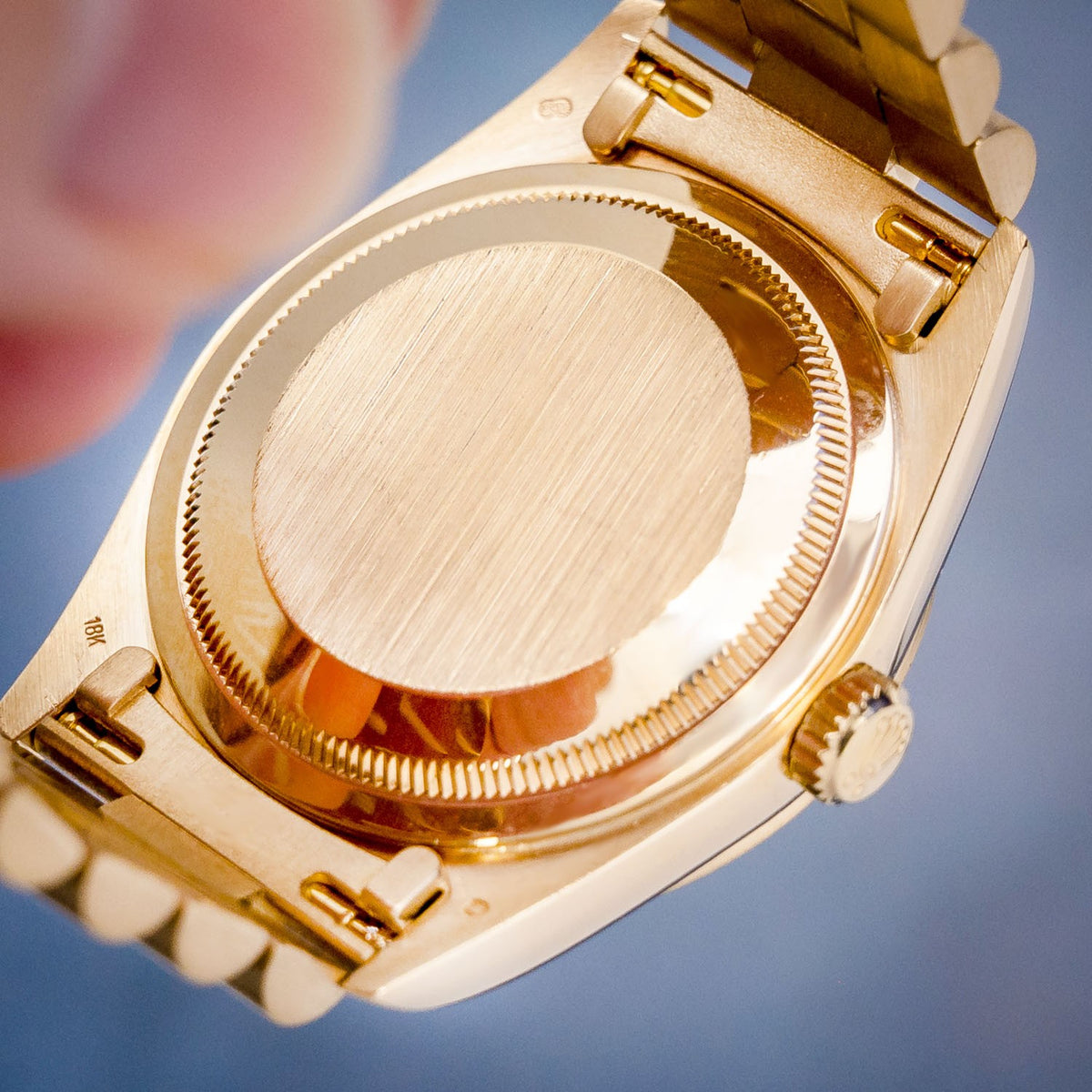 Rolex Day-Date 18208 Yellow Gold Champagne Stick Dial – bracelet