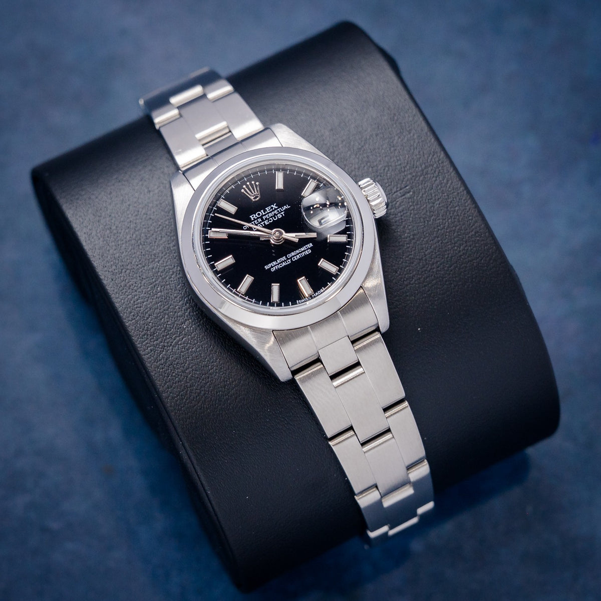Rolex Datejust 79160 Steel Black Index Dial – dial close-up