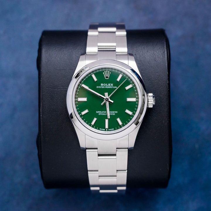 Rolex Oyster Perpetual 277200 Steel Green Dial – front