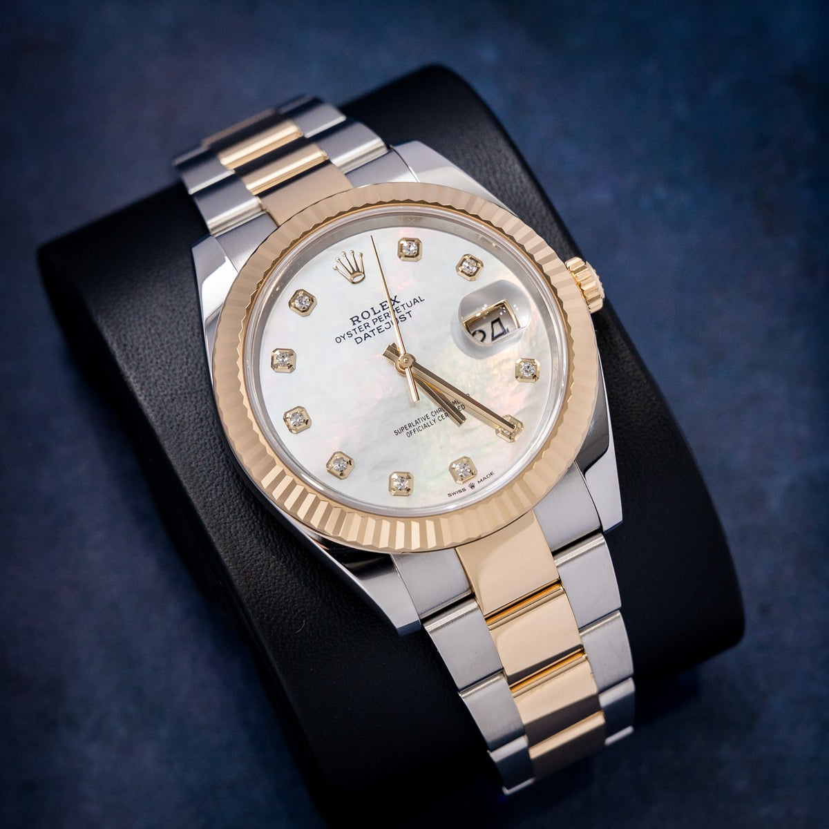 Rolex Datejust 126333 Steel & Yellow Gold MOP Diamond Dial – dial close-up