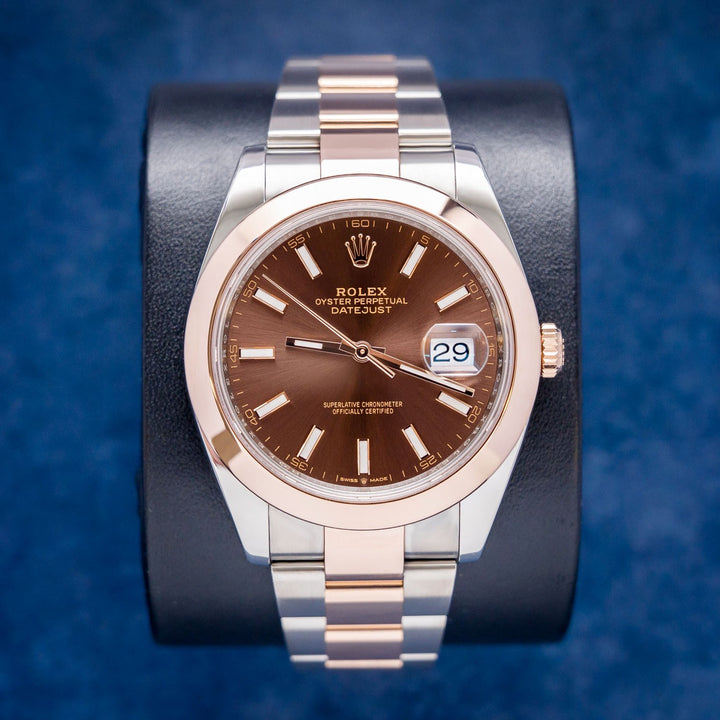Rolex Datejust 126301 Steel & Rose Gold Chocolate Stick Dial – front
