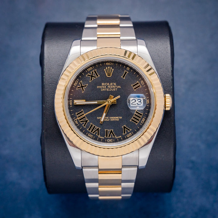 Rolex Datejust 116333 Steel & Yellow Gold Black Stencil Dial – front