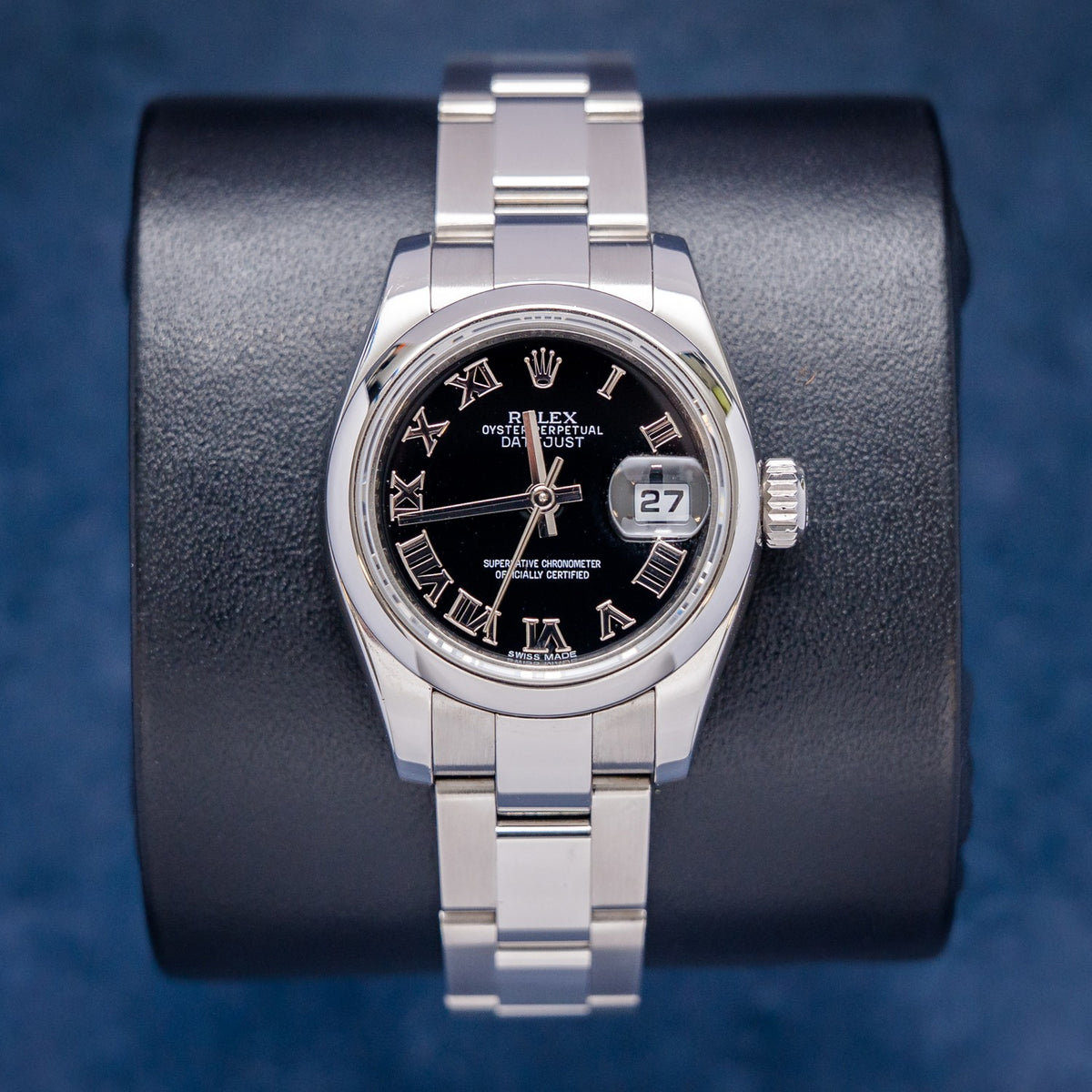 Rolex Datejust 179160 Steel Black Roman Dial – front