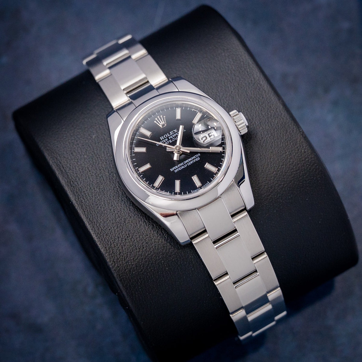 Rolex Datejust 179160 Steel Black Index Dial – dial close-up