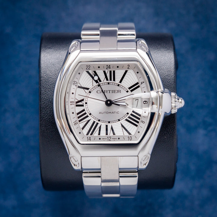 Cartier Roadster GMT 2722 / W62032X6 Steel Roman Dial – front