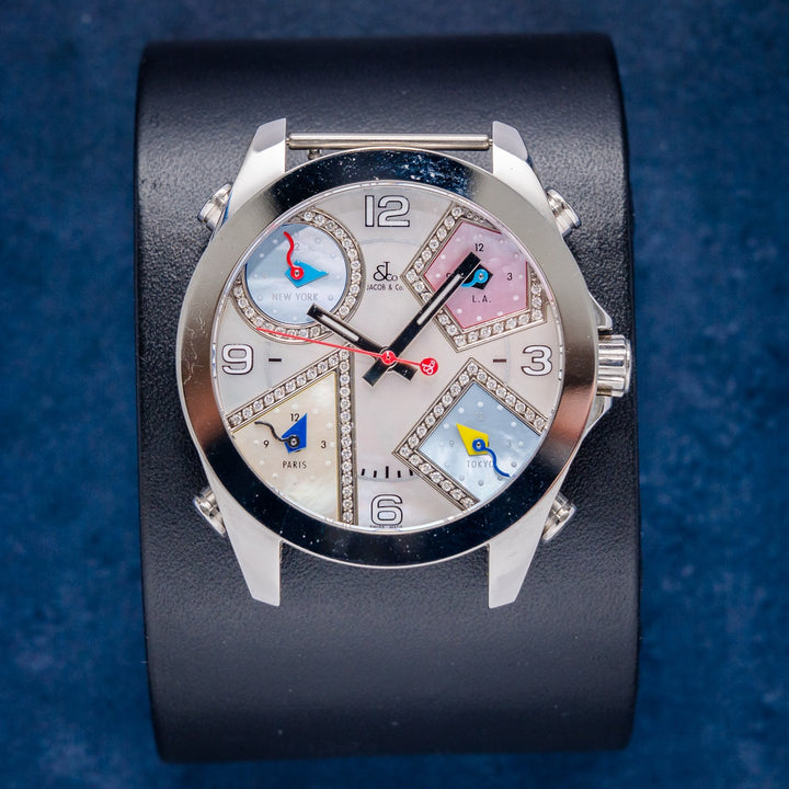 Jacob & Co. . SS Five Time Zone MOP Factory Diamonds 24DA – front