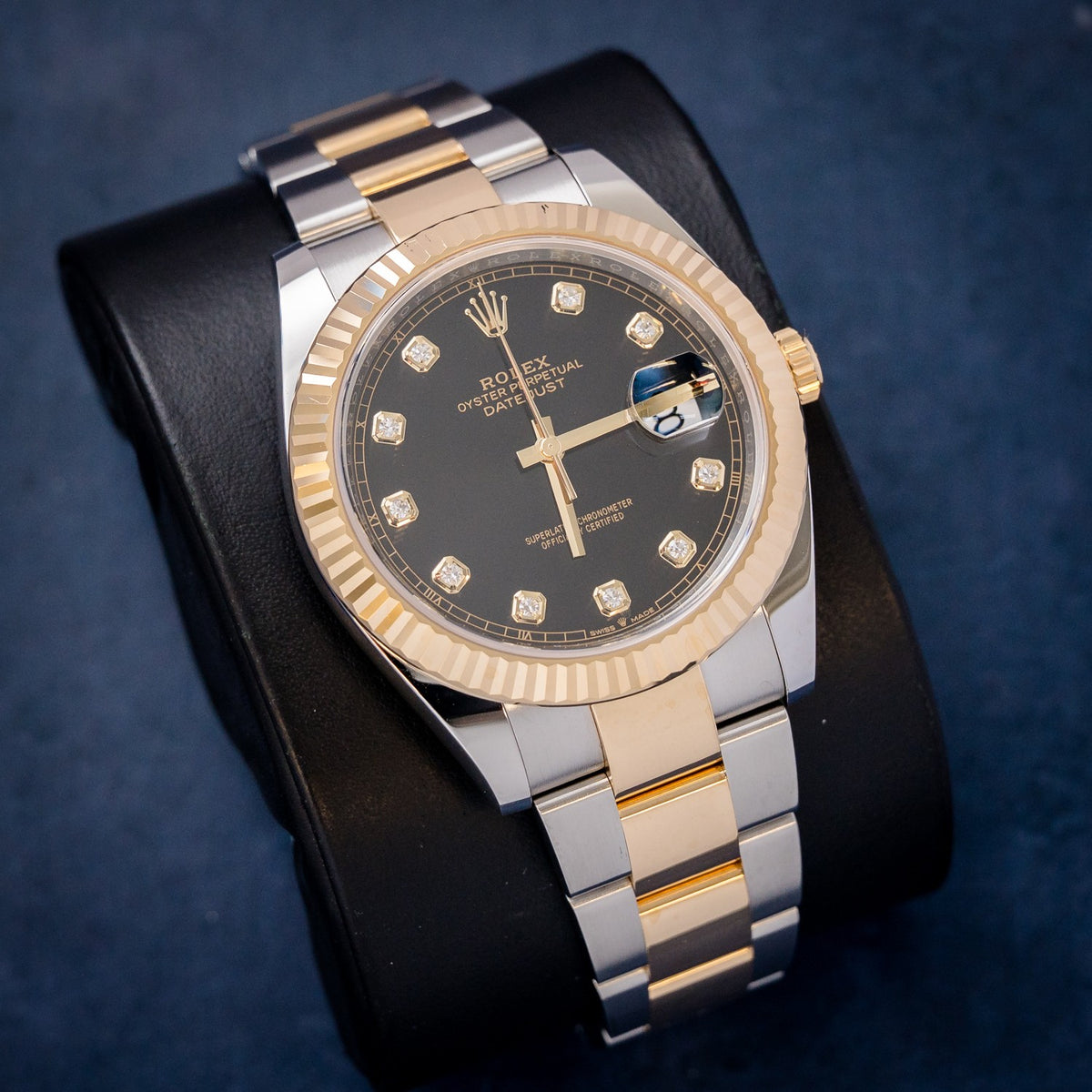Rolex Datejust 126333 Steel & Yellow Gold Black Diamond Dial – dial close-up