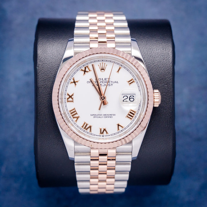 Rolex Datejust 126231 Steel & Rose Gold Roman Dial – front