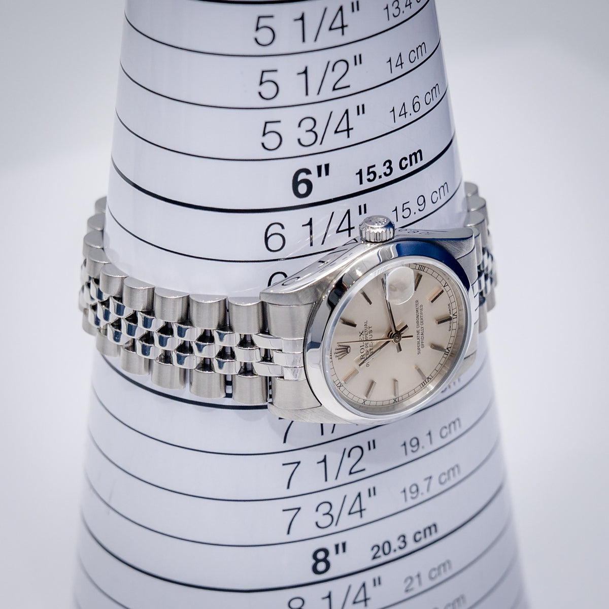 Rolex Datejust 78240 Silver Stick Dial – detail