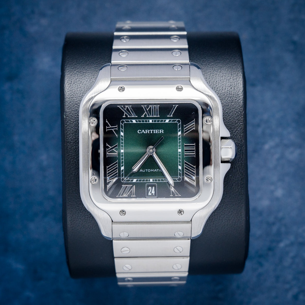 Cartier Santos Large WSSA0062 Steel Green Roman Dial – front