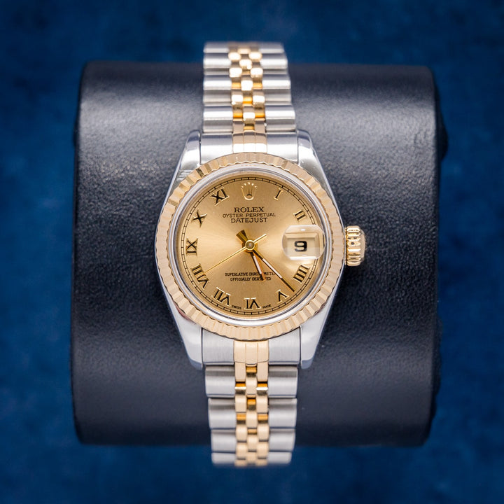 Rolex Datejust 69173 Steel & Yellow Gold Champagne Roman Dial – front