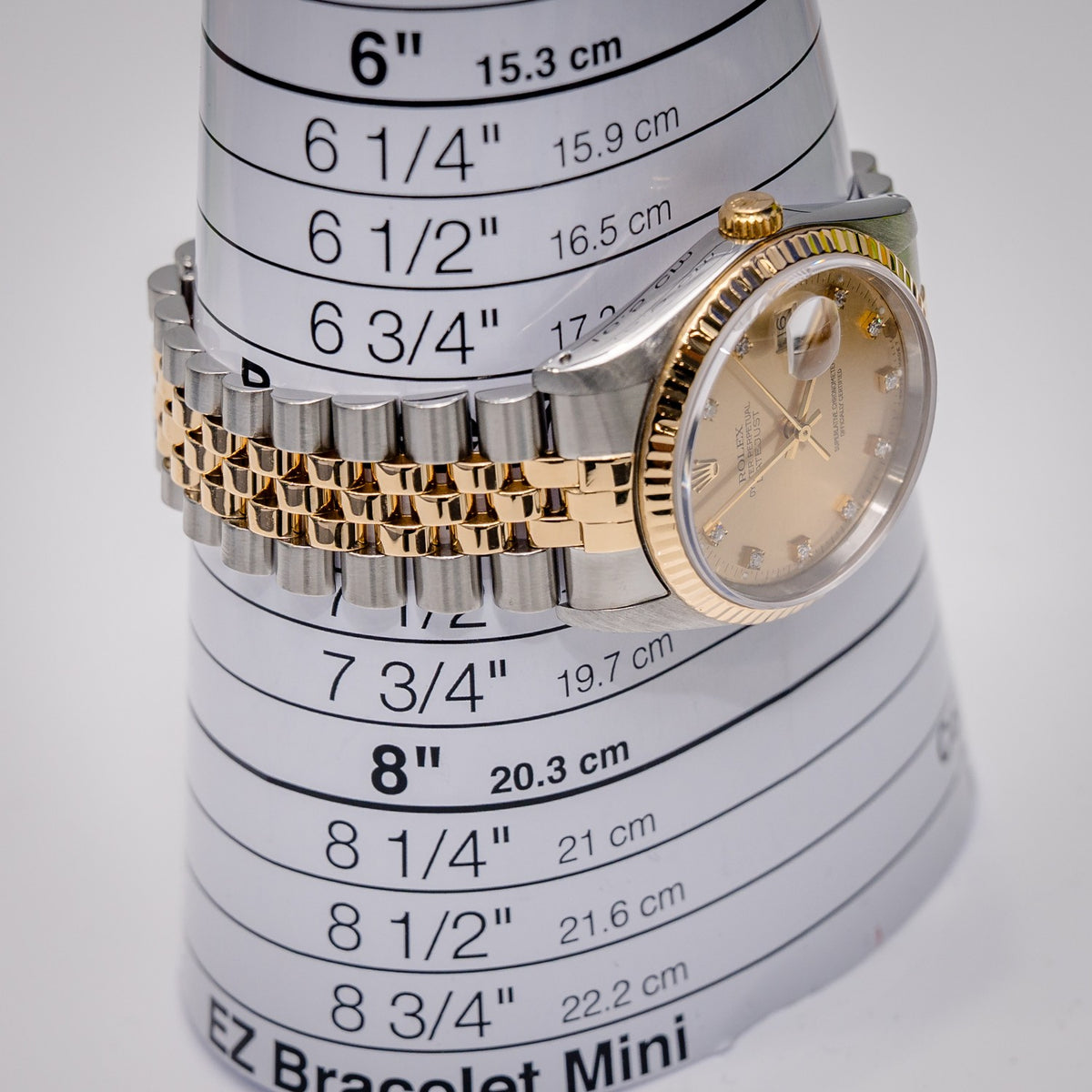 Rolex Datejust 16233 Steel & Yellow Gold Champagne Diamond Dial – detail