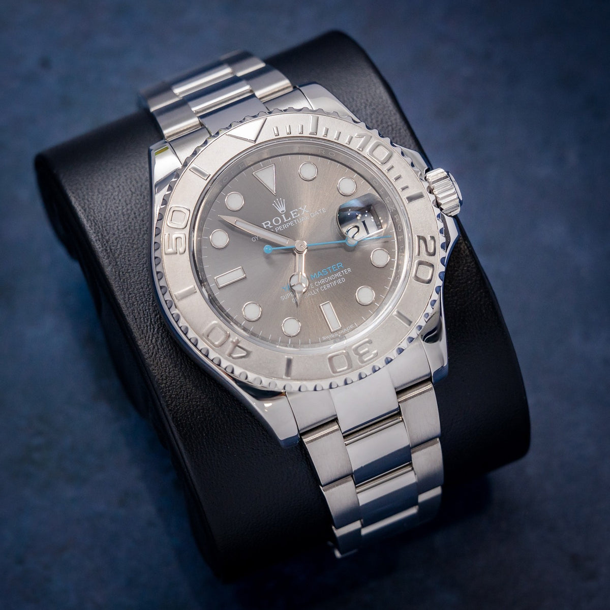 Rolex Yacht-Master 116622 Steel Charcoal Dial – dial close-up