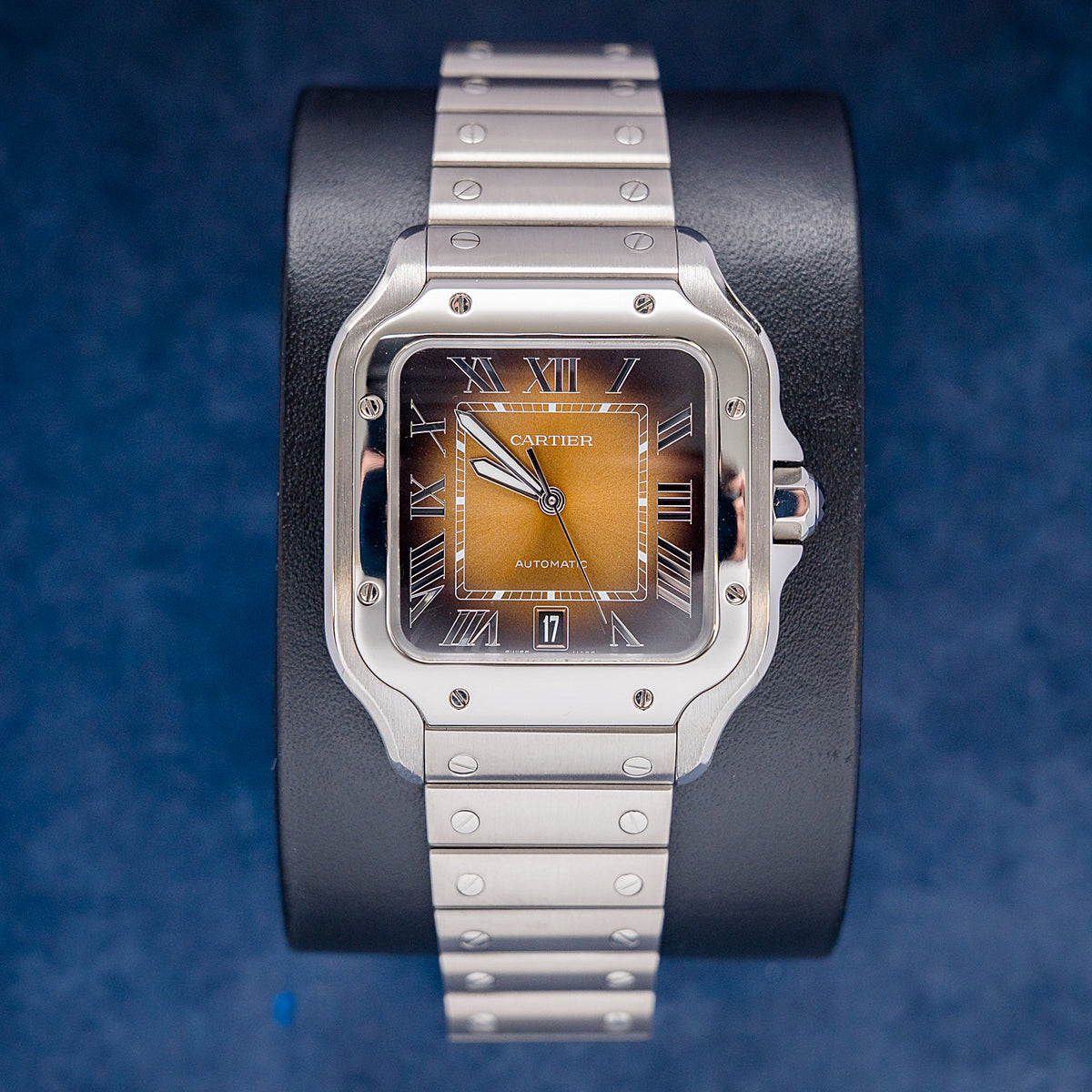 Cartier Santos Large WSSA0065 / 4072 Steel Chocolate Gradient Dial – front