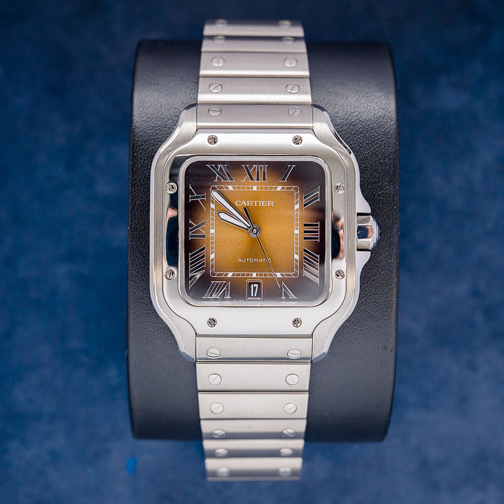 Cartier Santos Large WSSA0065 / 4072 Steel Chocolate Gradient Dial – front