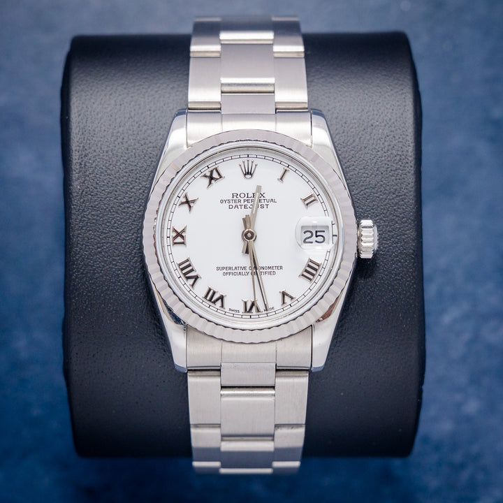 Rolex Datejust 68274 Steel & White Gold Roman Dial – front