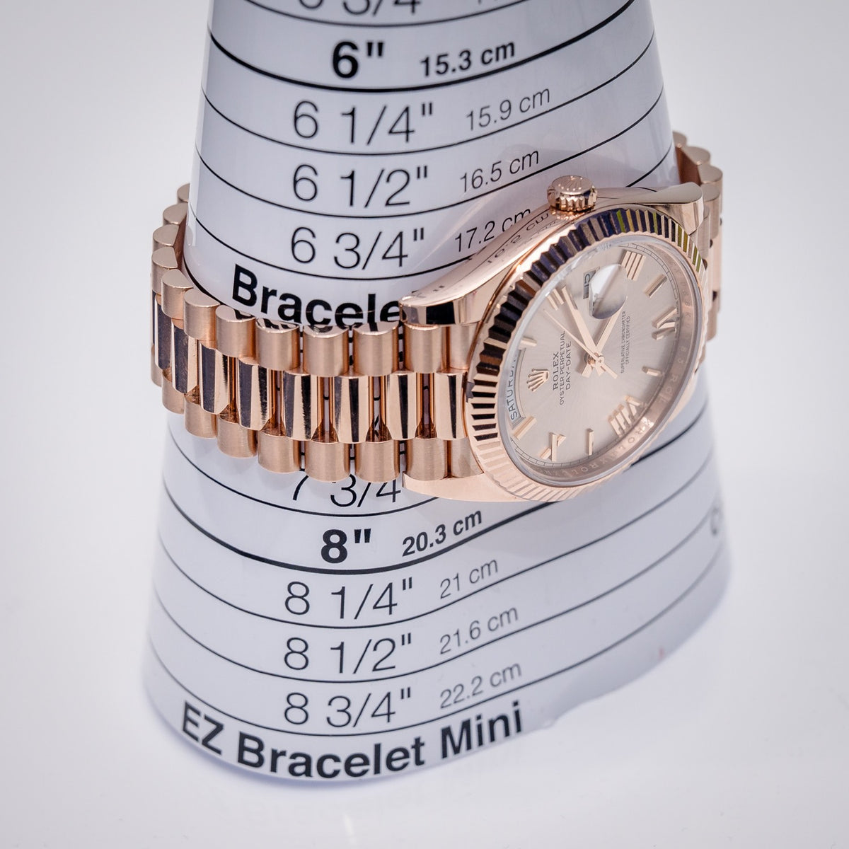 Rolex Day-Date 228235 Rose Gold Sundust Roman Dial – bracelet