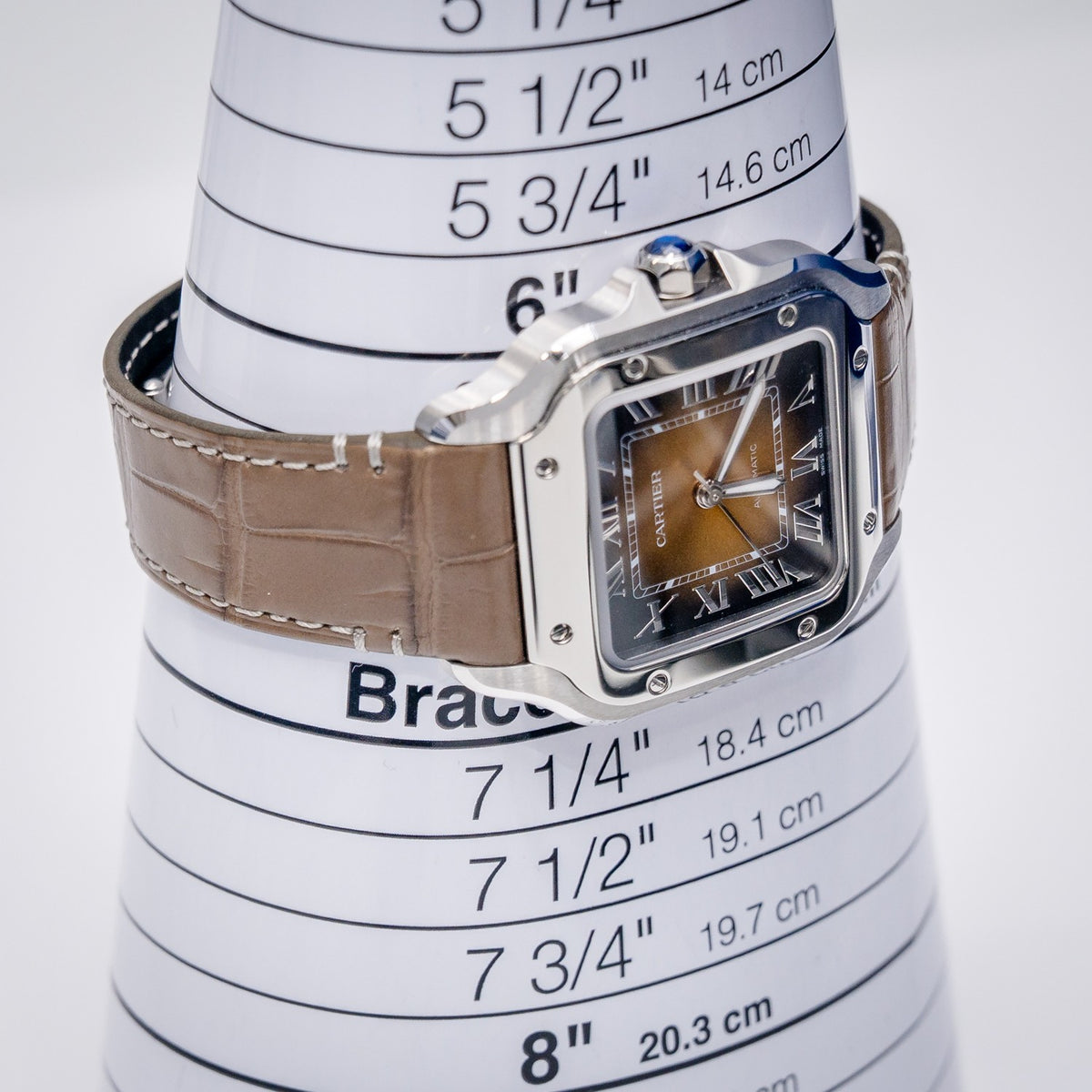 Cartier Santos Large WSSA0065 Steel Chocolate Gradient Dial – detail