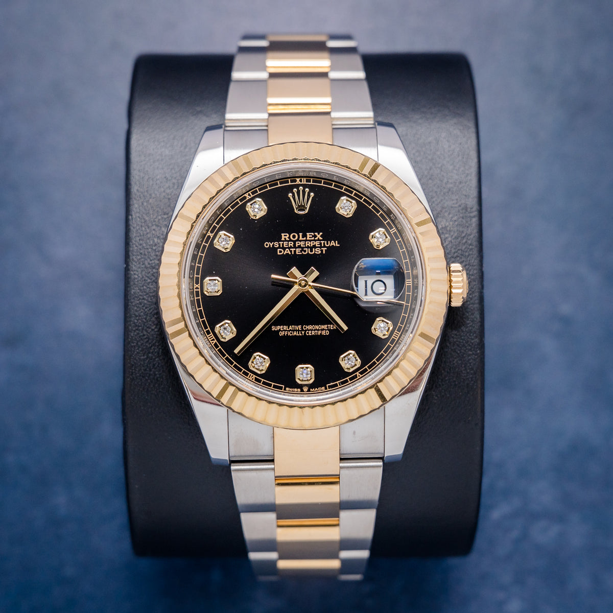 Rolex Datejust 126333 Steel & Yellow Gold Black Diamond Dial – front
