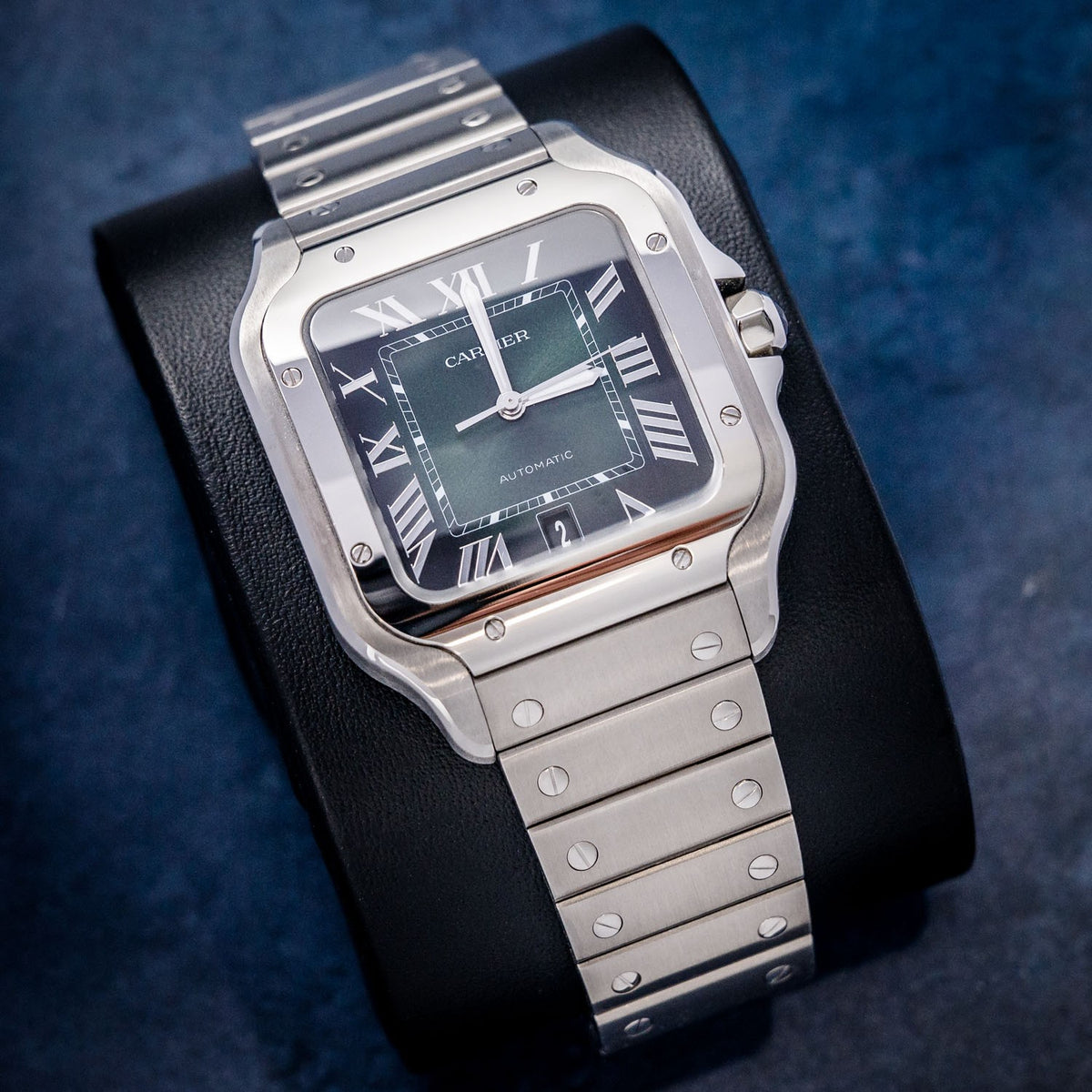 Cartier Santos Large WSSA0062 4072 Green Dial – dial close-up