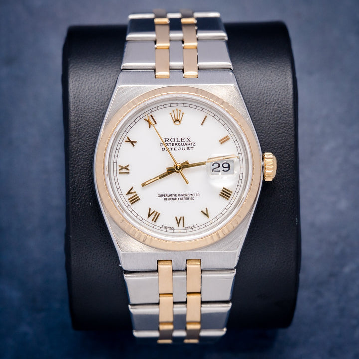 Rolex Oysterquartz 17013 Steel & Yellow Gold Roman Dial – front