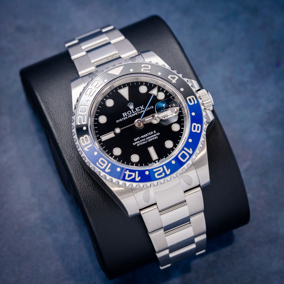 Rolex GMT-Master II 126710BLNR – dial close-up
