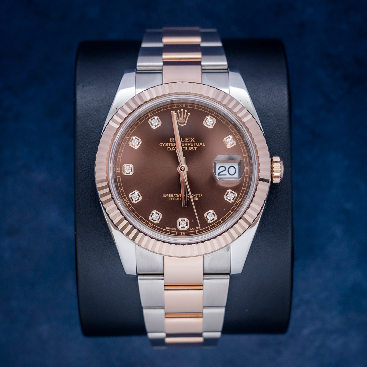 Rolex Datejust 126331 Steel & Rose Gold Chocolate Diamond Dial – front