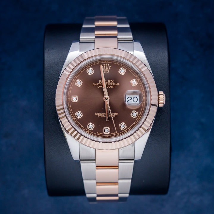 Rolex Datejust 126331 Steel & Rose Gold Chocolate Diamond Dial – front