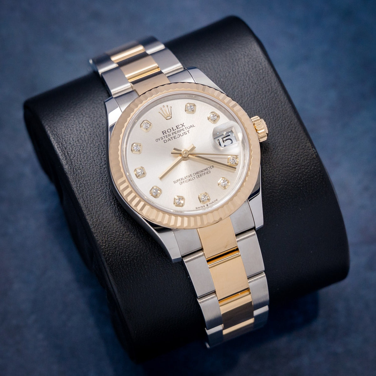 Rolex Datejust 278273 Steel & Yellow Gold Silver Diamond Dial – dial close-up