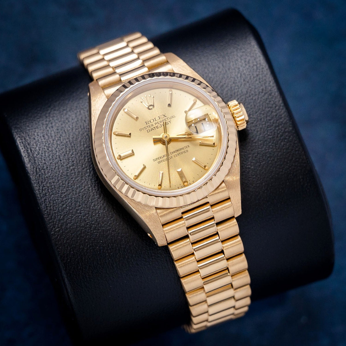 Rolex Datejust 69178 Yellow Gold Champagne Index Dial – dial close-up