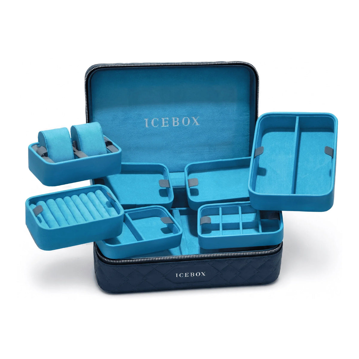 Icebox Large Traveler Case in navy, 2-watch capacity, detail view 2