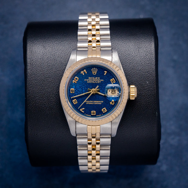 Rolex Datejust 69173 Steel & Yellow Gold Blue Jubilee Dial – front