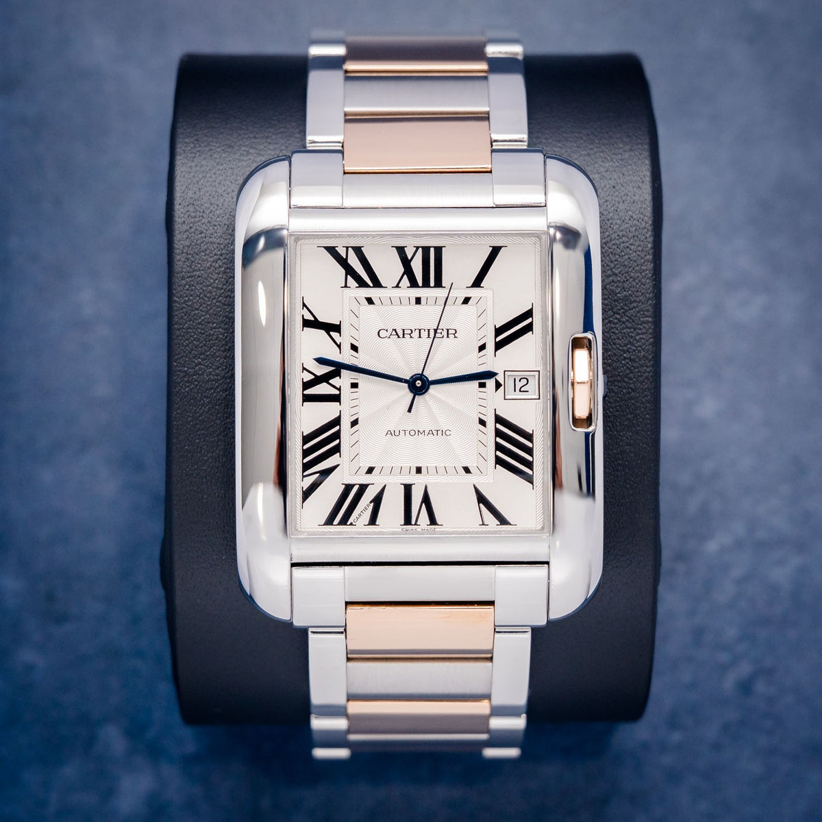 Cartier Santos Tank Anglaise W5310006 Steel & Rose Gold – front