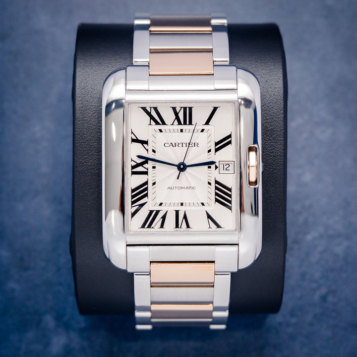 Cartier Santos Tank Anglaise W5310006 Steel & Rose Gold – front