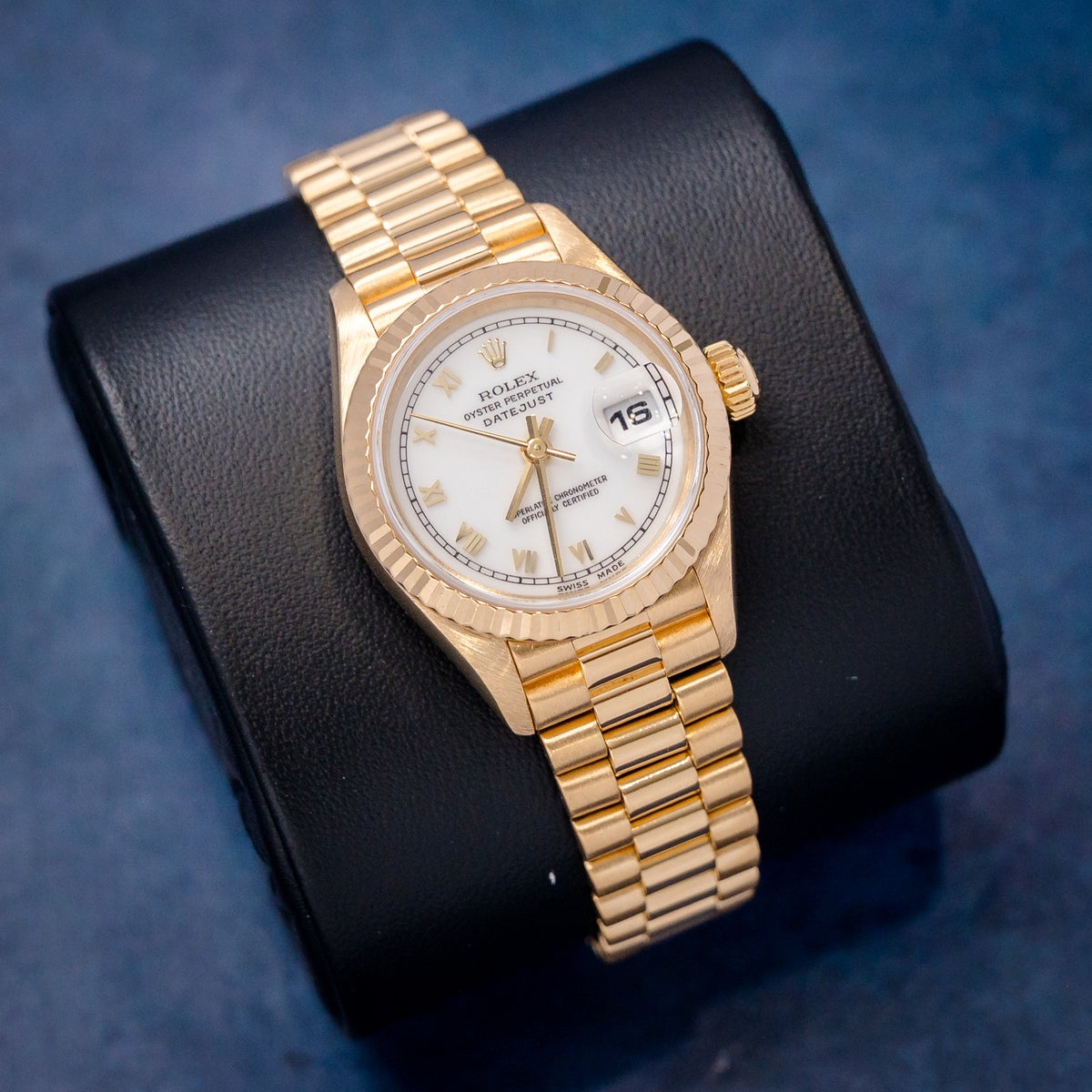 Rolex Datejust 69178 Yellow Gold Roman Dial – dial close-up