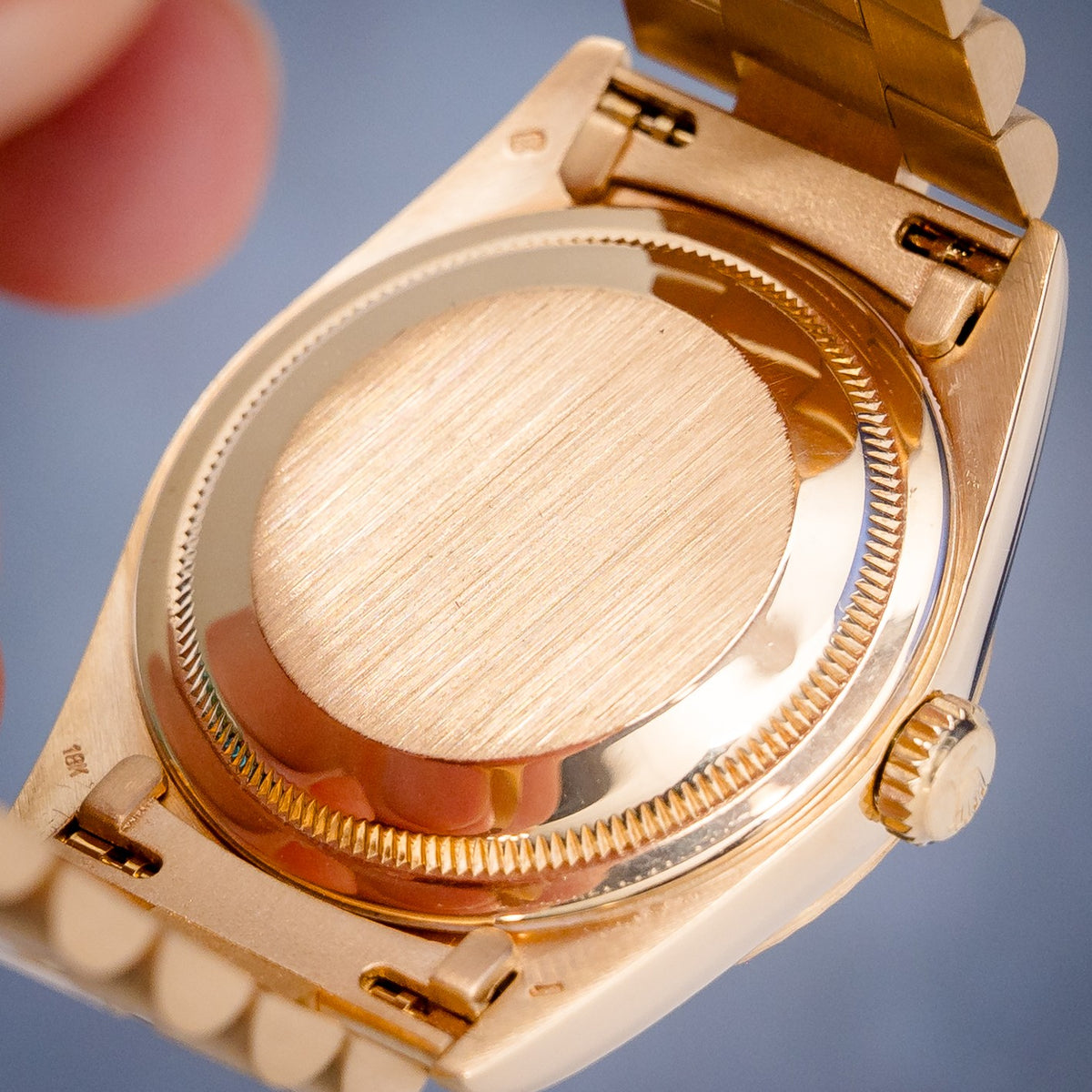 Rolex Day-Date 18238 Yellow Gold Blue Stick Dial – bracelet