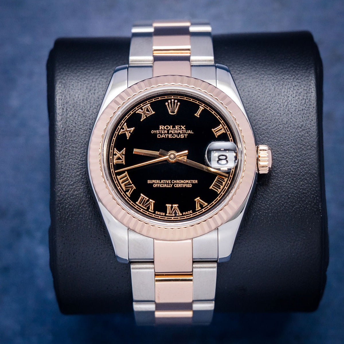 Rolex Datejust 178271 Steel & Rose Gold Black Dial – front