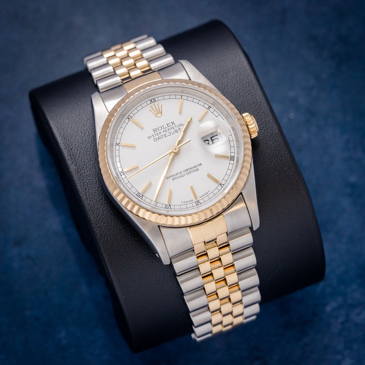 Rolex Datejust 16233 Steel & Yellow Gold Index Dial – dial close-up