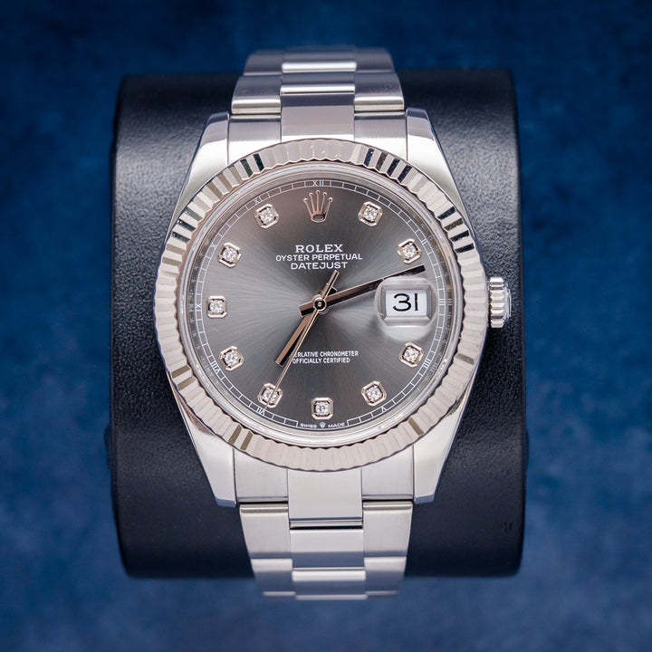 Rolex Datejust 126334 Steel & White Gold Charcoal Diamond Dial – front