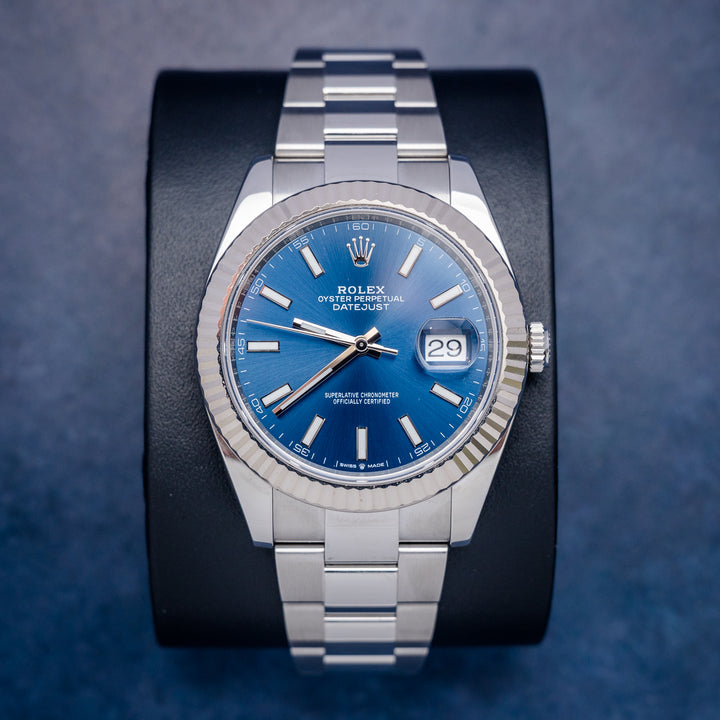 Rolex Datejust 126334 Steel & White Gold Blue Index Dial – front