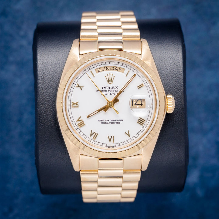 Rolex Day-Date 18038 Yellow Gold Roman Dial – front