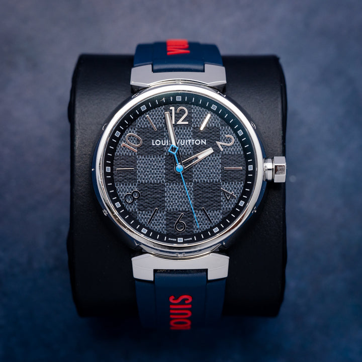 Louis Vuitton Tambour Automatic QA073 Steel Damier Dial – front