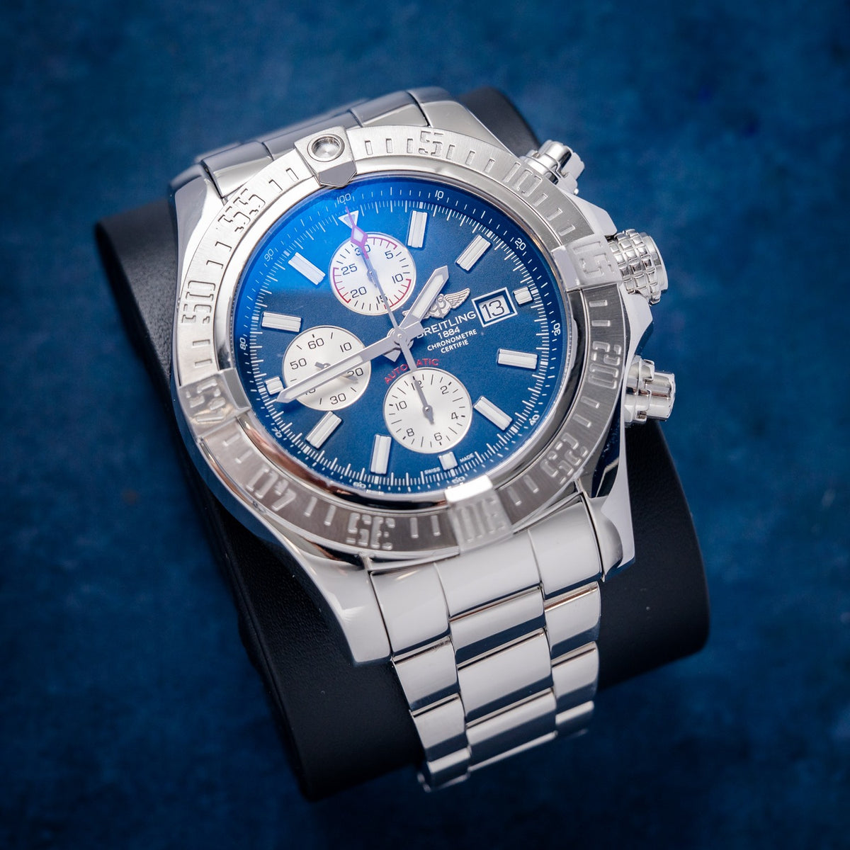 Breitling Super Avenger A13371 Steel Navy Dial – side