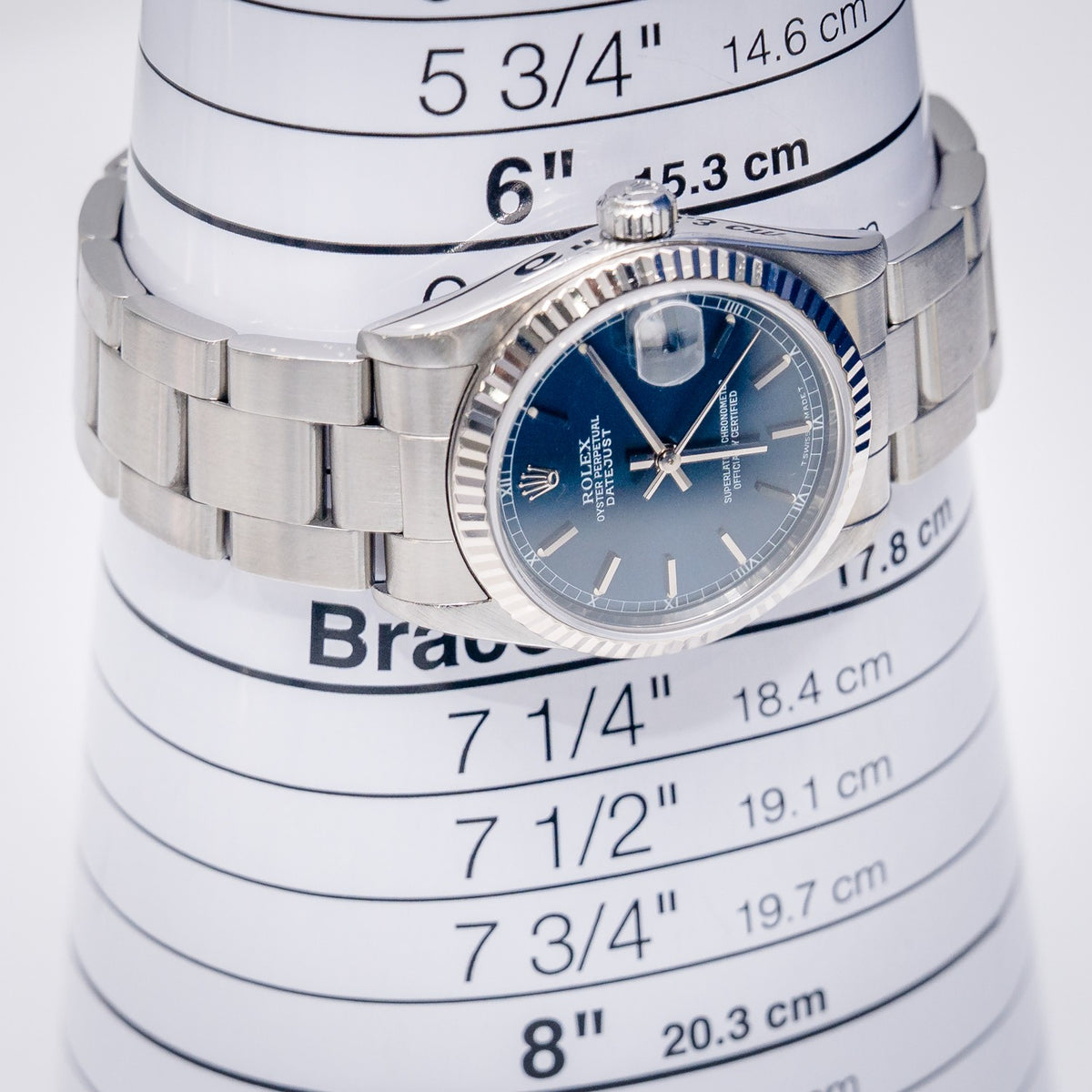 Rolex Datejust 78274 Steel Blue Index Dial – detail