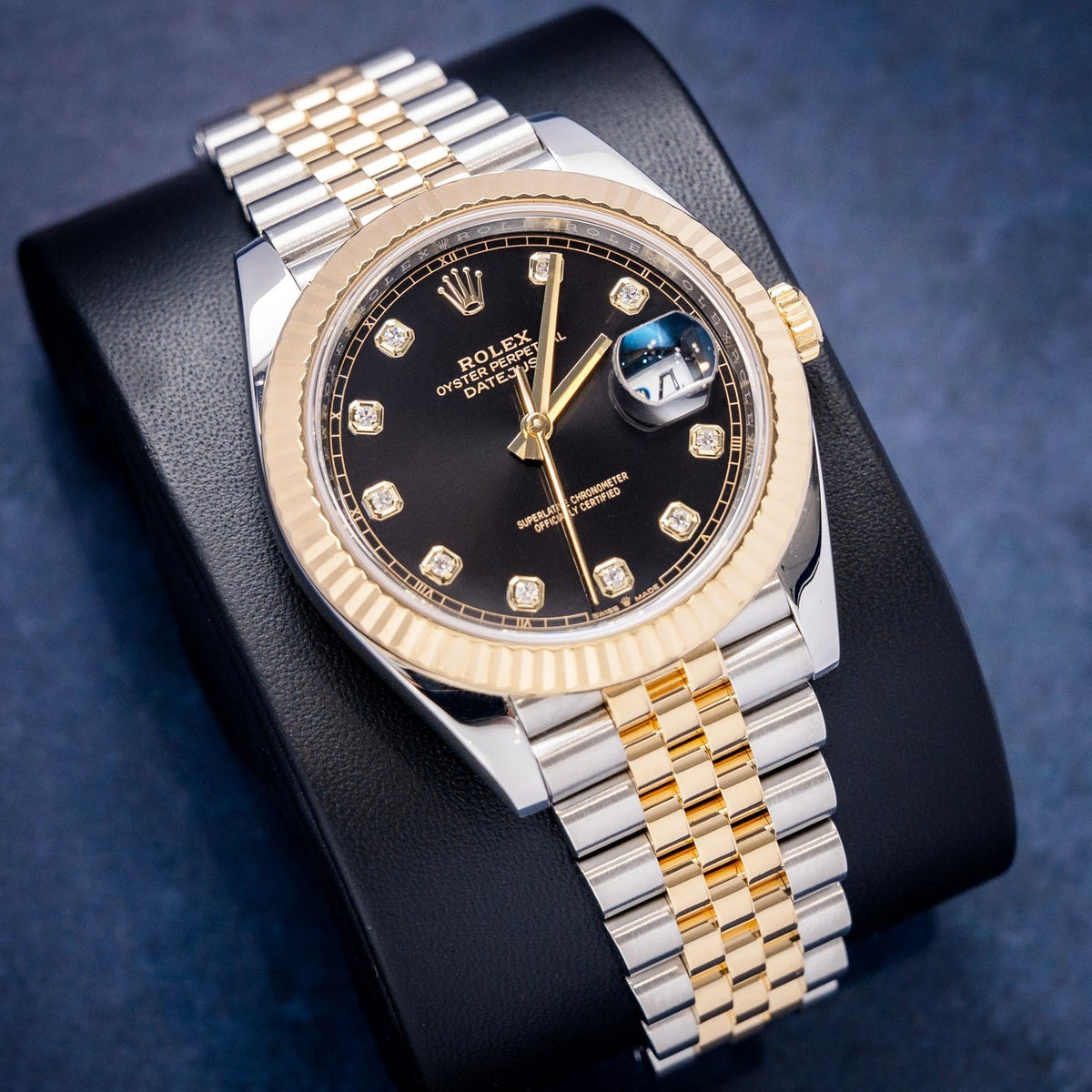 Rolex Datejust 126333 Steel & Yellow Gold Black Diamond Dial – dial close-up
