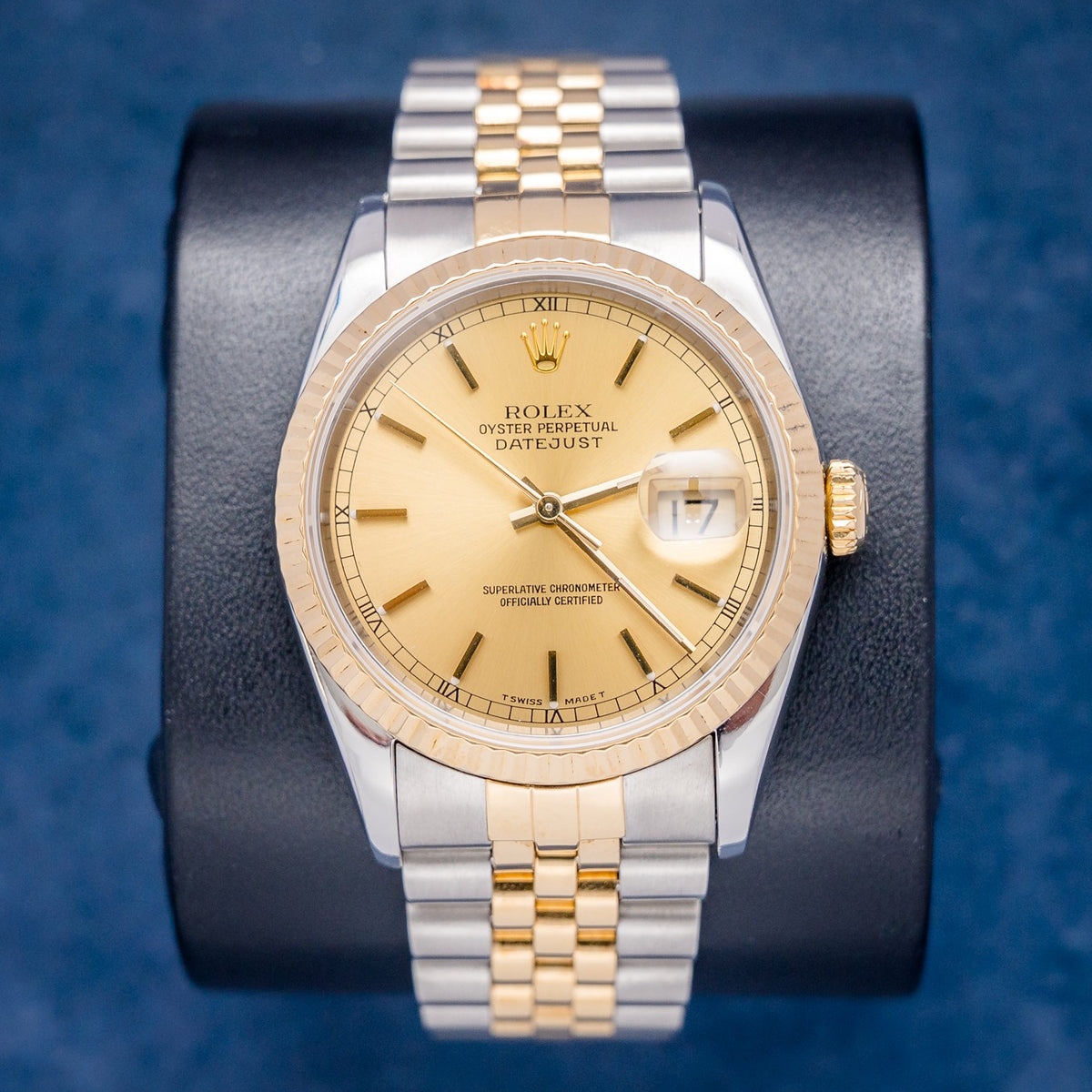 Rolex Datejust 16233 Steel & Yellow Gold Champagne Index Dial – front