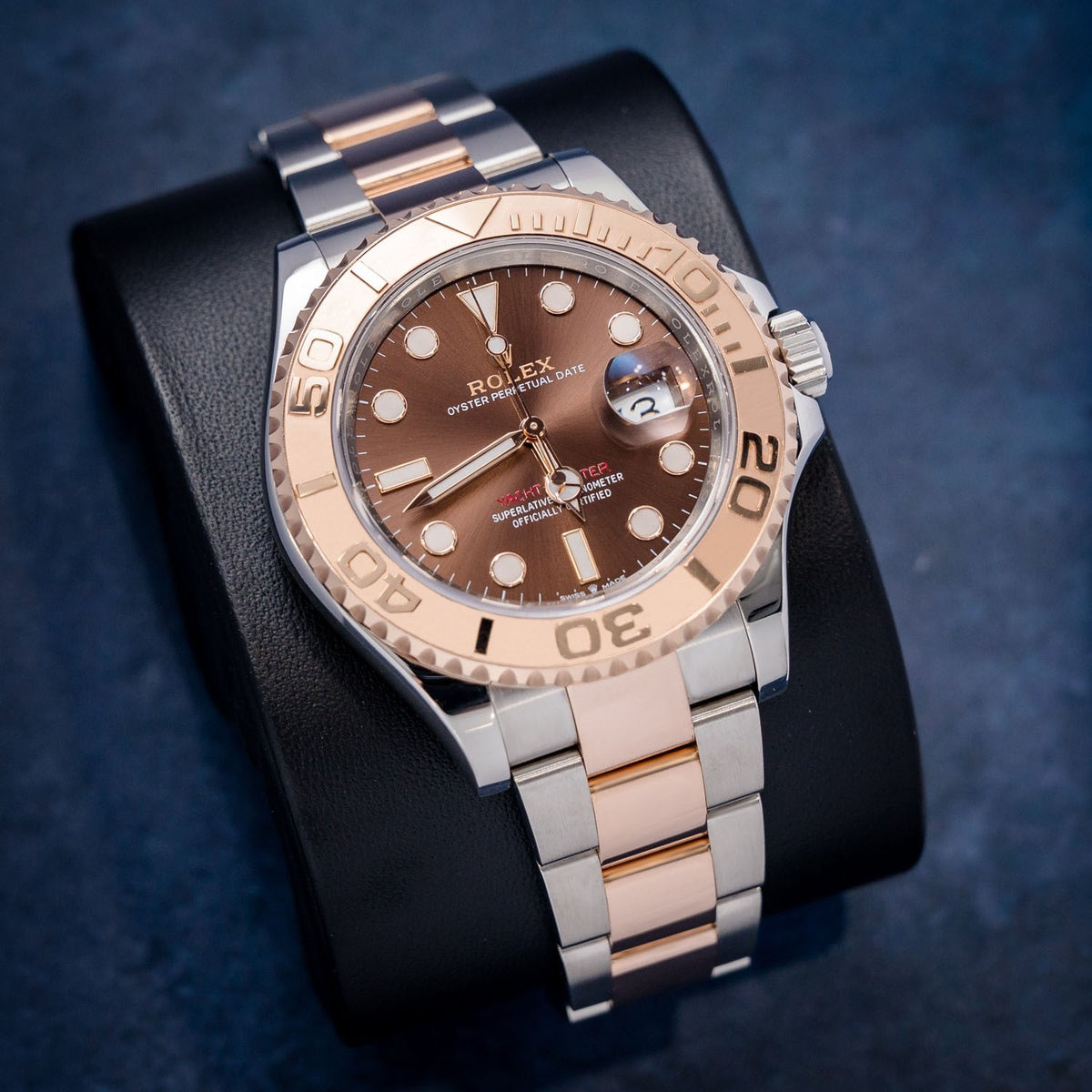 Rolex Yacht-Master 126621 Steel & Rose Gold Chocolate Dial – dial close-up