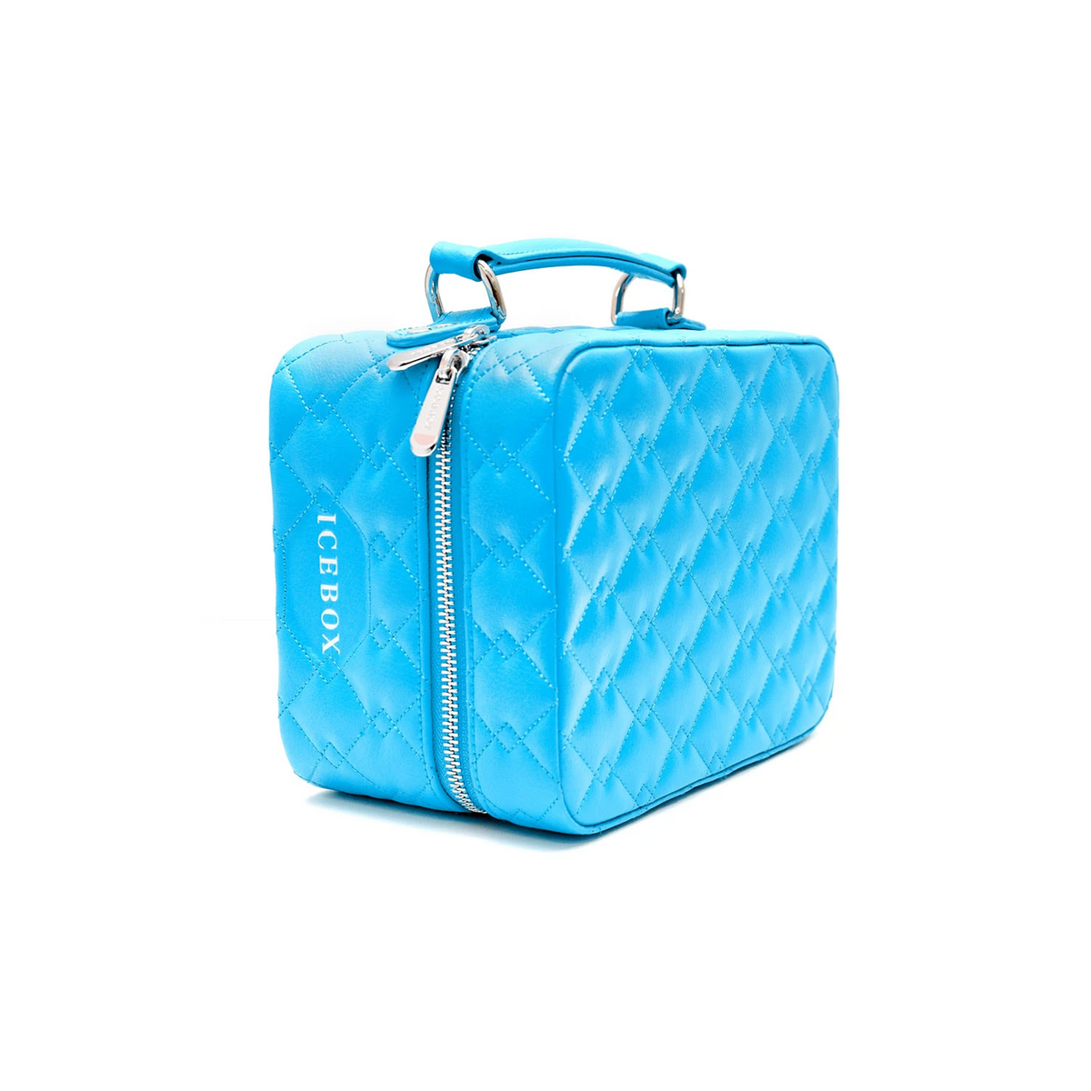 Icebox Medium Traveler Case in blue, 4-watch capacity, exterior side view